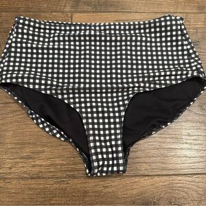 Albion Black and White‎ Gingham High Rise Swim Bottom